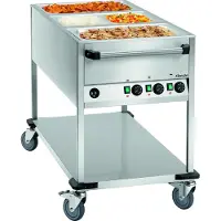 Bartscher Bain Marie Voedseltransportwagen Bartscher, CNS, 3x1/1GN, 200mm diep, aftapkraan