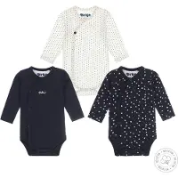 Dirkje baby romper - set van 3 van katoen donkerblauw/wit All over print - 62/68