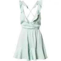 NA-KD - Back Tie Flounce Detail Jumpsuit - V-halslijn - Blauw met stippen