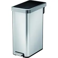 EKO Ecofly II pedaalemmer, roestvrij staal, vingerafdrukbestendig, geluidloos deksel, B 280 x D 495 x H 650 mm, 45 liter, zilver/zwart