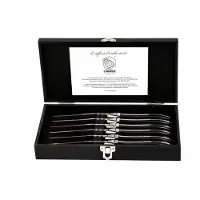 Laguiole Luxury Line steakmessen - zwart - ebbenhout - 6 stuks