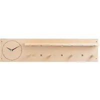 Furniteam Pegboard met klok Sam | hout naturel 80x12x19x12 cm wandplanken en -haken | NADUVI