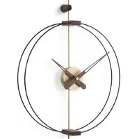Nomon Micro Barcelona Wandklok Polished Brass|Walnut Wood
