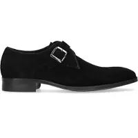 Manfield Zwarte suède gespschoenen | Maat 46