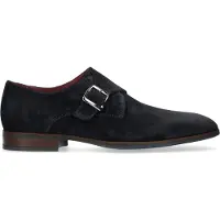 Manfield Donkerblauwe suède gespschoenen | Maat 43