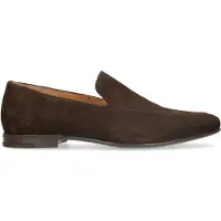 Manfield Donkerbruine suède loafers | Maat 42