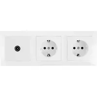 BES LED Coax Contactdoos - Wandcontactdoos - Aigi Cika - Inbouw - 2-voudig Stopcontact - 1-voudig Coax - Randaarde - Incl. Afdekraam - Wit