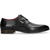 Manfield Zwarte leren gespschoenen | Maat 43