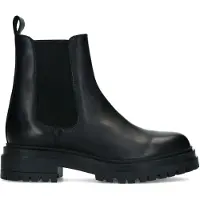 Manfield Korte zwarte leren chelsea boots | Maat 38