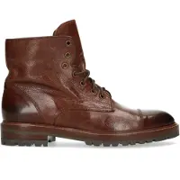 Manfield Cognac leren veterboots | Maat 43
