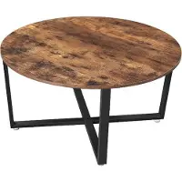 OEM MIRA Home - Salontafel - Ronde tafel - Metalen frame - Hout - Bruin/Zwart - 88x88x47