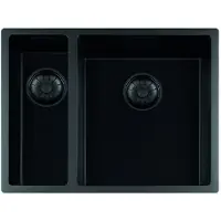 Lorreine Black Quartz Series spoelbak 15+3440cm Plug Zwart 1534BQ-FU