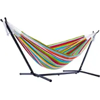 VIVERE Polyester 2-persoons hangmat met standaard Kleur: geel/rood/blauw