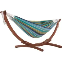 VIVERE Braziliaanse Hangmat Cayo Reef Met Houten Standaard