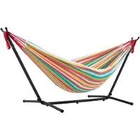 VIVERE Combo Tweepersoons Hangmat met Standaard Multicolor