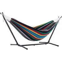 VIVERE Hangmat – Gestreept (Rio Nights) – Met standaard en draagtas – 2 personen