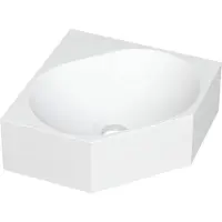 Ink Matrix Hoekfontein 27x27cm Polystone - Zonder Kraangat - Mat Wit - 8718835126841 - Vijfhoekig - Wastafels, Fonteinen, Hoekfonteinen