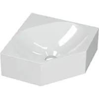 Ink Matrix Hoekfontein 27x27cm Polystone - Zonder Kraangat - Glans Wit - 8718835126834 - Vijfhoekig - Wastafels, Fonteinen, Hoekfonteinen