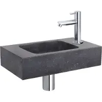 Differnz Fonteinset bombai natuursteen 40x22x9 cm zwart met rechte kraan chroom