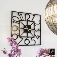LW Collection Wandklok Senna | LW Collection metaal zwart 60x60 cm wandklokken | NADUVI