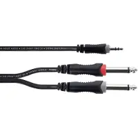 Cordial 14864 Audio Y-adapter [1x Jackplug male 3,5 mm - 2x Jackplug male 6,3 mm (mono)] PVC-mantel, Tweelingkabel