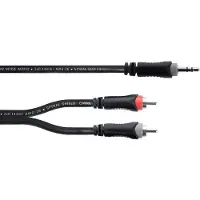 Cordial 14856 Jackplug / Cinch Audio Y-adapter [1x Jackplug male 3,5 mm - 2x Cinch-stekker] 3 m Zwart PVC-mantel, Tweelingkabel