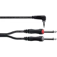 Cordial 14868 Audio Y-adapter [1x Jackplug male 3,5 mm - 2x Jackplug male 6,3 mm (mono)] 3 m Zwart PVC-mantel, Tweelingkabel