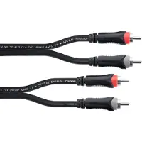 Cordial 14837 Jackplug / Cinch Audio Aansluitkabel [2x Cinch-stekker - 2x Cinch-stekker] 3 m Zwart PVC-mantel, Tweelingkabel