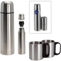 Sublime Market Connect RVS thermoskan/isoleerkan met twee bekers 1 liter