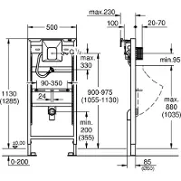 GROHE Rapid SL urinoir inbouw element met rapido u z/afd.plaat