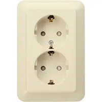 Kopp type Rivo dubbel stopcontact met afdekraam randaarde halfinbouw CREME