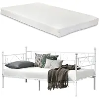 En.casa Eenpersoons slaapbank of 3-zitsbank en matras 90x200 wit