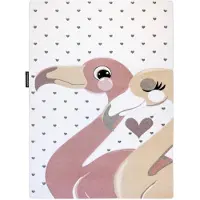 Rugsx Tapijt PETIT FLAMINGOS Flamingo's HARTJES crème 80x150 cm