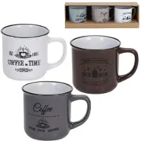 Excellent houseware Set 3x koffiemok 330ml (kadoset)