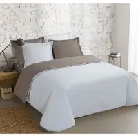 Vision Home VISION Bicolor - Tweezijdig omkeerbaar Dekbedovertrekset - 100% katoen: zacht en soepel - Tweepersoons - Dekbedovertrek 200 x 200 cm met 2 bijhorende slopen - Beige / Wit - Oekotex gecertificeerd
