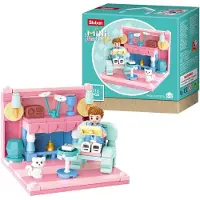 Sluban woonkamer junior 14,6 cm roze/blauw 111-delig