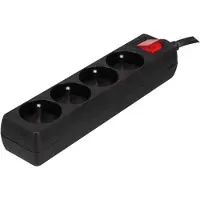 Velleman Stekkerdoos met schakelaar, 4 stopcontacten met penaarde (type E), kabel 1.5 m, 3G1.5, gebruik binnenshuis, zwart