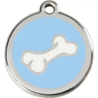 Red Dingo Comic Bone Light Blue roestvrijstalen hondenpenning large/groot dia. 3,8 cm