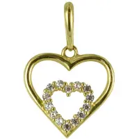 New Bling 9NBSAM-G190100 Gouden Hangertje - Dames - Hartje - Zirkonia - 10 x 11 mm - 14 Karaat - Bedel - Goud