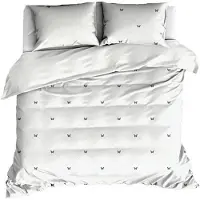 De Witte Lietaer Dekbedovertrek Butterflies Meteorit Off White Satijn-260 x 200 / 220 / 240 cm | Extra Breed