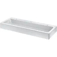 Delabie Kita wasbak, MINERALCAST, wandmodel, lengte 1400 mm, 3 spoelgaten, hoogte 35 mm, mat oppervlak.