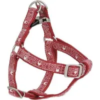 Pet Products Nylon borsttuig Bones. Rood, verstelbaar.