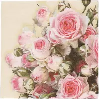 Ambiente Servetten - geel met rozen/bloemen - 60x - 33 x 33 cm - voorjaar servetten - Papieren wegwerpservetten 3-laags