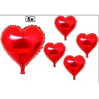 Thema party 5x Folie ballon Hart rood 46x49 cm(excl. helium)