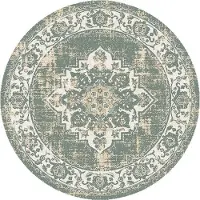 FRAAI Rond vintage vloerkleed – Spring Medaillon Groen Creme Ø 100cm