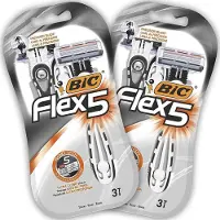 BIC Flex 5 - Wegwerp Scheermesjes - Voor Mannen - 5 Bewegende Scheerbladen - Heren Scheermes met Draaibaar Hoofd - 6 Stuks