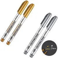 Joppa 4 Metallic pen Waterproof - Goud & Zilver - 1,5mm - Watervaste stift - Kerstkaarten - Kerstmenu - Uitnodigingen