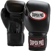 Super Pro Combat Gear Thai-Pro Lederen (Thai)bokshandschoenen Zwart 18oz
