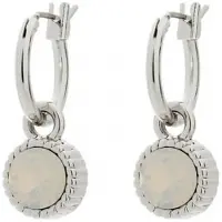 Biba Hang Oorbellen Zilver met Swarovski Steentje Wh. Opal