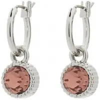 Biba Hang Oorbellen Zilver met Swarovski Steentje Blush Rose
